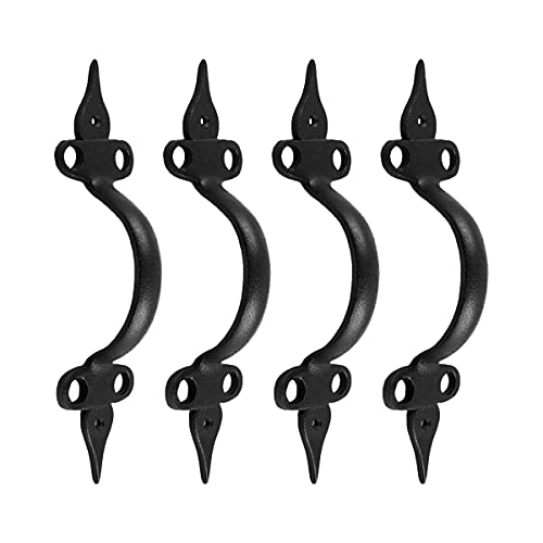 Renovators Supply Manufacturing Door Pull Spear Black Wrought Iron 10-1/2 in. Cabinet Handle Pack of 6