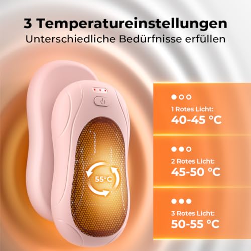 VOSFEEL Elektrischer Handwärmer 2er-Pack, Handwärmer Magnetische Tragbare 6000mAh, 3 Einstellbaren Heizmodi USB Wiederaufladbar… – Ansicht 4
