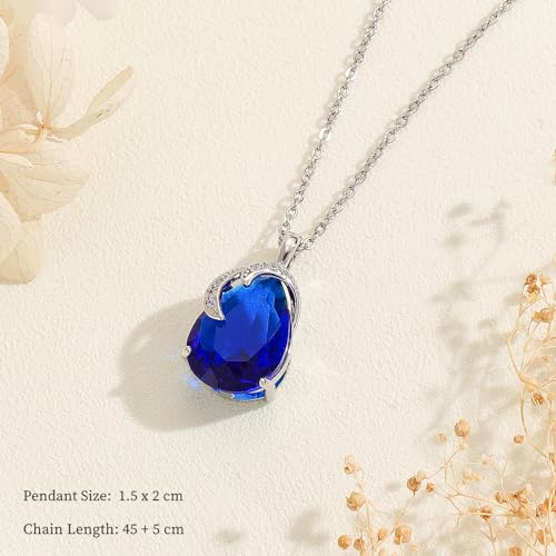 VONSSY Classic Oval Pendant Gemstone Necklace | Crystal Ruby Waterdrop Birthstone Emerald Necklace | 18K Platinum Gold Plated Chain | Jewelry Gift for Mother Wife Girlfriend3