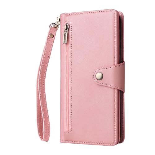 Housse multi-cartes or rose compatible Galaxy S25 Fe pour sortir léger