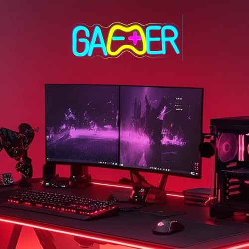 Image of LED Game Sign Game Zone Neon Signs Gaming Room Wall Art Decor Man Cave Lights Signs Gamer Home Bedroom Decoration USB Powered Brightness Adjustable