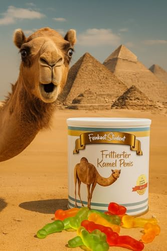 Frittierter Kamel Penis aus der Dose – lustiges Geschenk zu Weihnachten oder Geburtstag für Kinder und Erwachsene – Weingummi Penisse in einer Feinkost Dose – 300g