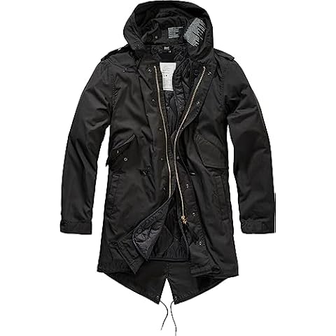 Brandit Individual Wear Men's M-51 Parka - All-Season Multifunctional Outdoor Fishtail Design Jacket with Detachable Lining, Black, Medium Cover
