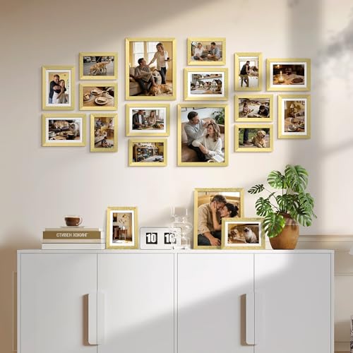 Image of upsimples Picture Frames set of 19, Including 8x10, 5x7, 4x6 Gold Frame