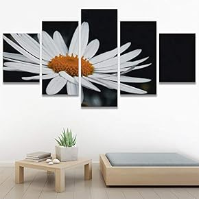 SIGNWIN 5 Panel Canvas Wall Art White Fields...