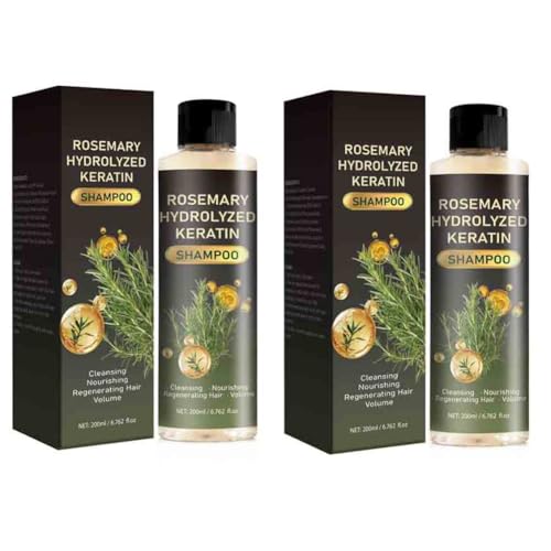 200ml Rosemary Keratin Shampoo for Hair Volumizing & Repair, Daily Nourishing Gentle Cleanse for Shiny Smooth Hair 2PCS