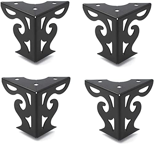 Shiwaki Juego de 4 Patas de Metal para Muebles de 3 Pulgadas, Patas de Muebles Modernas con diseño Hueco, Acabado Negro Mate para sofá, Mesa, Armario, Cama Cover