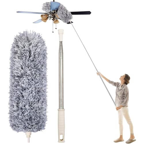 Image of Fan Ceiling Duster for Dust Cleaning with extendable Pole 100 Inch with Anti Scratch Bendable Brush for High Ceiling Fans,Window Blinds, Furniture (Standard)