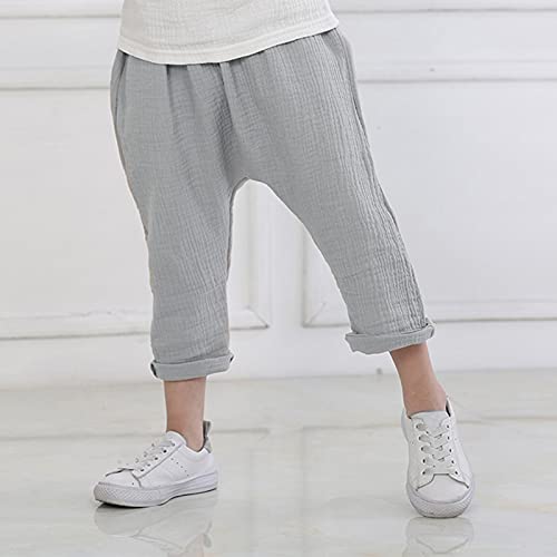 Toddler Baby Boys Cotton Linen Solid Color Pants Casual Ankle Pants Loose Long Blo𝐨mers Linen Pants Baby Boy3