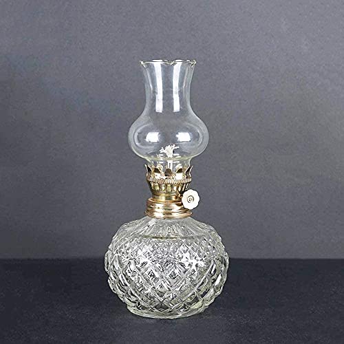 DJRH Lamp Oil Smokeless Odorless Indoor Clear Glass Lampshade Adjustable Switch Kerosene Lamp Lantern with Wick-Transparent 13.78 inch/35cm,Oil Lamp for Indoor Use