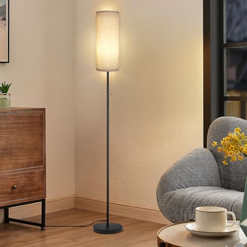 Floor Lamp for Living Room, Modern Standing Lamps with Lampshade, Minimalist Tall Lamp with Chain Switch for Living Room, LED Bulb Included (Beige Shade) - Image 6