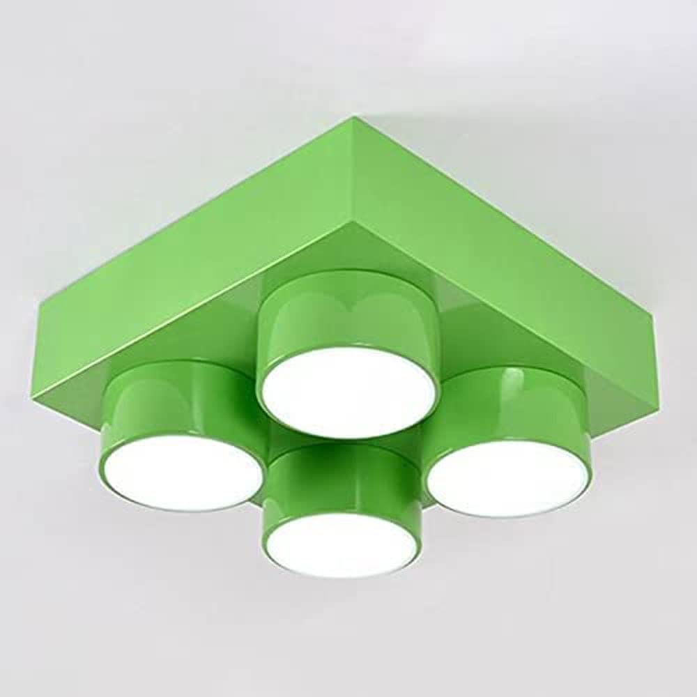 Metallic Childrens LED Flush Mount Fixture Building Block Playroom Ceiling Light Modern Creative Ceiling Lamp Pendant Lighting for Children's Room Kids Bedroom Kindergarten 15.8" Made in China