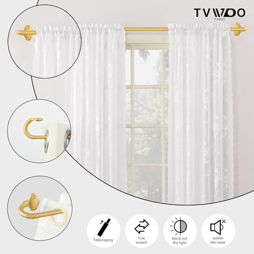 TVWOO Hastes de cortina envolvente, varões de cortina douradas 71 a 48 polegadas, conjunto de varão