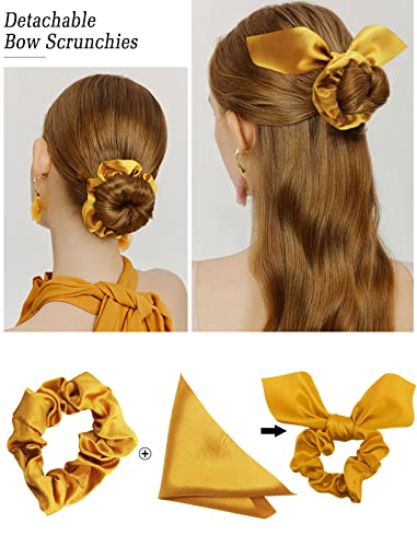 Hair Scrunchies Silk Bow Scrunchies Bunny Ear Hair Ties Cute Satin Scrunchies With Bow For Girls Hair Ribbons For Women Jaciya Hair Accessories Elastic Ropes Ponytail Holder Scrunchy Bobbles #TOP1
