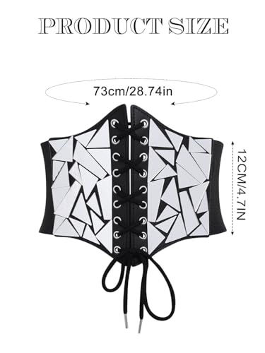 Vintage Sequin Corset Belt Wide Elastic Leather Waist Belt Rave Party Club Prom Clothing Waist Corset for Women and Girls2