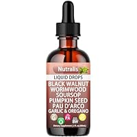 Nutralis Black Walnut Wormwood Gut Cleanse – Liquid Drops with Clove, Soursop, Pumpkin Seed & PAU D’Arco,Garlic Oregano, Boosts Energy, Supports Gut Health & Nutrient Absorption – 2 fl oz