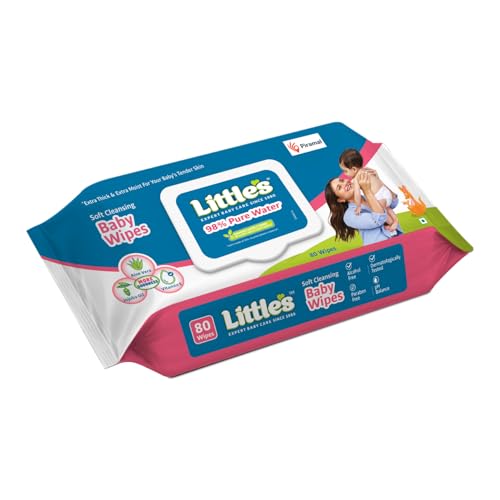 Little's Soft Cleansing Baby Wipes Lid Pack (80 Wipes)