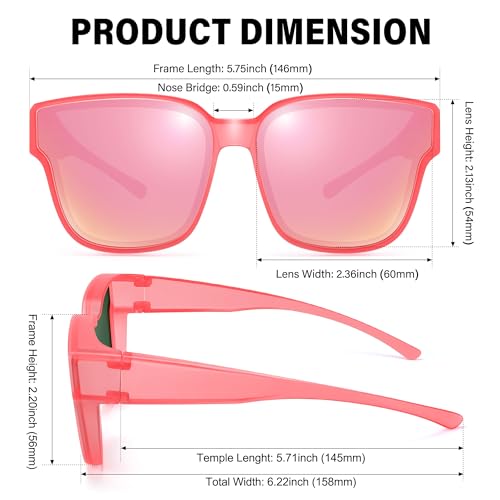 Image of URUMQI Polarized Sunglasses Fit Over Glasses Women Men UV400 Trendy Shades