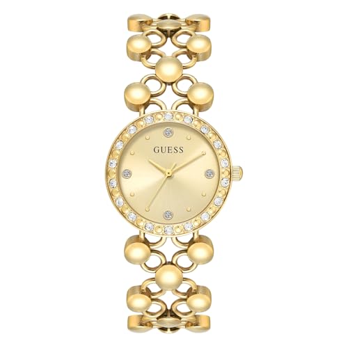 Image of GUESS Bejeweled 28 mm Champagne Dial Women Analog Watch- U1425L2M