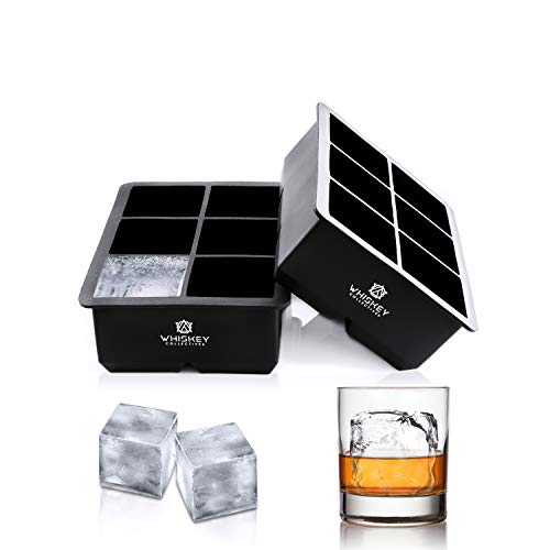 Whiskey Collectives Ice Cube Trays - Large Silicone Ice Maker Molds Perfectly Cubed