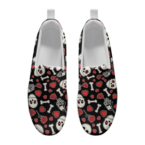 Skull Design Women's Slip-On Platform Loafers Mesh Non-Slip Rocker Bottom Sneakers Standing All Day Comfort2