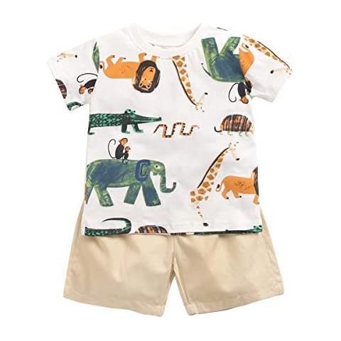 Sanlutoz Cotton Baby Boy Clothing Sets Summer Cartoon Newborn T-shirt+Shorts 2pcs (2-3 years/100cm, BCS9045) Cover