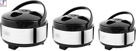 JAINFAM Stainless Steel PUF Insulated Thermoware Casserole Set for Food Warmer (Pack of 3, Small/Medium & Large, 1500ml/2500ml & 3500ml, Silver) (B0BZCRXZVD) Amazon Price History, Amazon Price Tracker