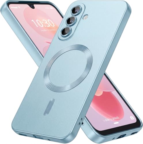 Image of DIZORO Samsung A37 Case, Compatible with Mag Safe Back Cover, Matte Luxury Metallic Luster Flexible TPU Wireless Charging Shockproof Case with Camera Protector Lens (Sierra)