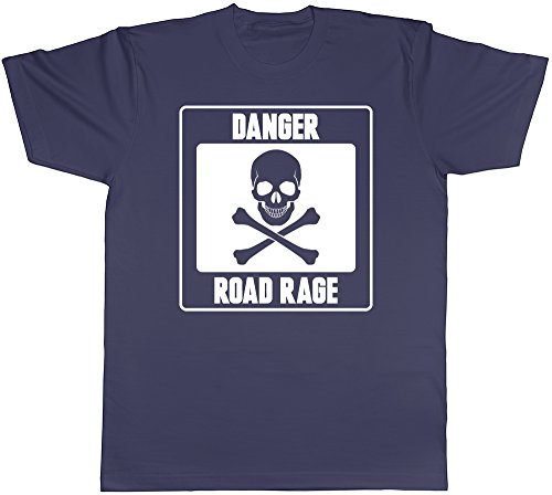 Image of Shopagift Mens - Danger Road Rage T-Shirt Navy Blue