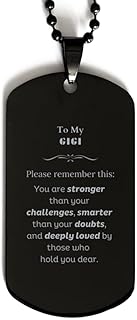My Gigi Gift, You are Stronger than your Challenges, Gigi Black Dog Tag, Motivational Gifts for Gigi, Birthday Gigi Gifts, Christmas Idea Gifts