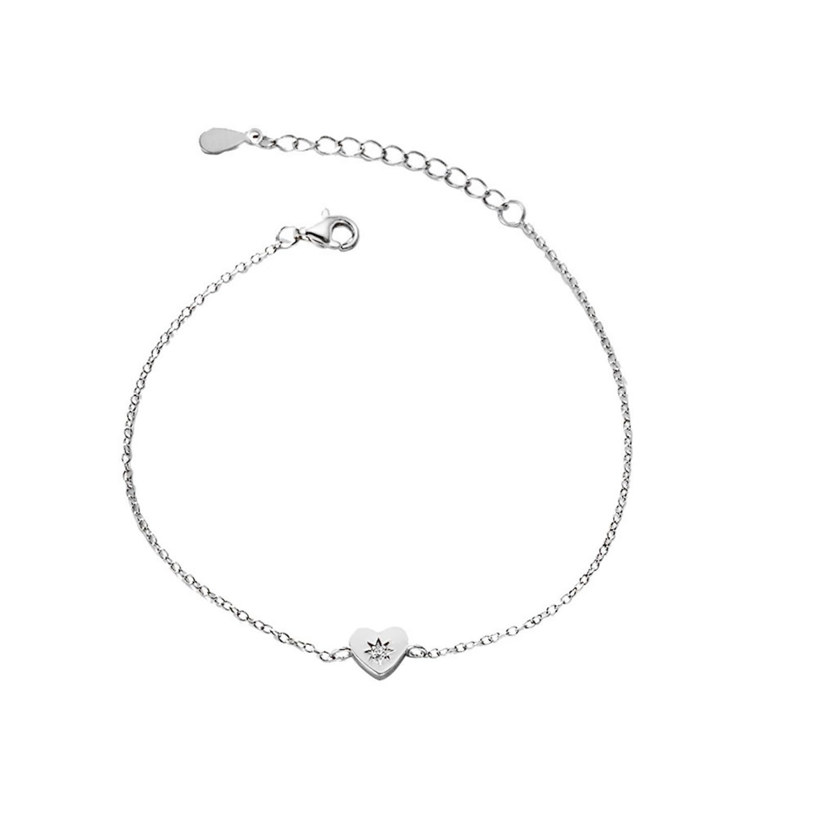KnSam Pulseras de oro auténtico para mujer de 9 K/14 K/18 K, pulseras clásicas con corazón con laboratorio creado con diamantes, pulseras de oro amarillo Au 375/585/750