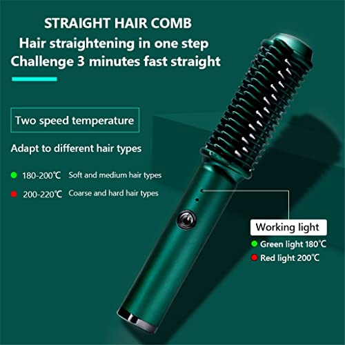 Cepillo alisador de cabello inalámbrico, con placas de cerámica, temperatura máxima de 210 °C, para cabello seco y húmedo (Color: Gris) miniatura 5