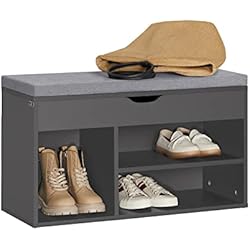 Cajones Dg SoBuy FSR45-DG Banco Zapatero Armario de Almacenamiento con cajón y 3 compartimientos 80 x 31 x 48 cm Gris Oscuro ES