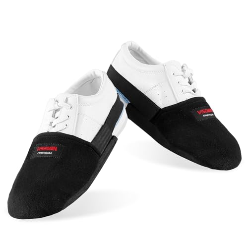 VISEMAN Bowling Shoe Slider, 2 Pieces Bowling Shoe Covers, Adjustable Sole Slide Covers Fit Most Bowling Shoes, Bowling Accessories for Men & Women, Black