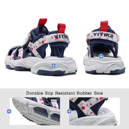Image of JMFCHI Boys Girls Kids Closed Toe Sports Sandals Summer Water Shoes | Little /Big Kid,Comfortable lightweight,Non-slip soft sole,Hook-and-loop closure,Easy wear,Anti-collision toe,Daily casual