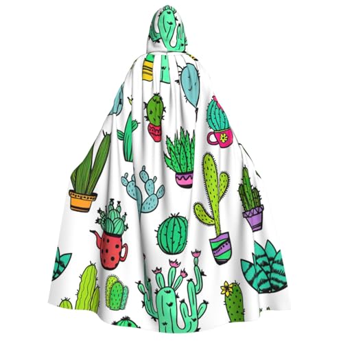 Cape à capuche unisexe imprimé succulent pour cosplay et carnaval