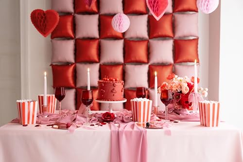 Popcorntüten gestreift 11x15,5cm 6er Set - Candy Bar/Salty Bar Tüten für Süßigkeiten und Party Snacks - Popcorn Behälter für Hochzeit Kindergeburtstag Filmabend Mottoparty - Rosa Rot
