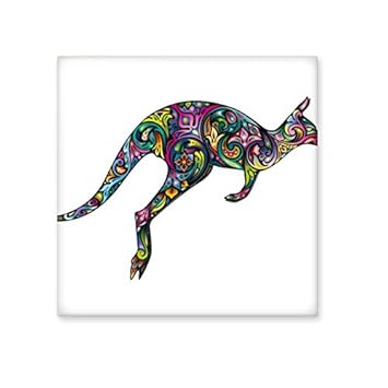 DIYthinker Australia Flavor Kangaroo Colored Drawing Illustration Ceramic Bisque Tiles for Decorating Bathroom Decor Kitchen Ceramic Tiles Wall Tiles Small Multi