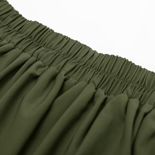 Belle Poque A Line Skirt Below The Knee Length Army Green Skirt For Women Vintage High Waisted Skirts With Buttons Xl thumb #3