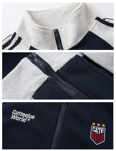 Image of Men's Women's Oversized Zip Up Color Block Mock Neck Hoodies Sweatshirt Letter Graphic Varsity Jacket