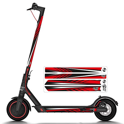 STYLISH SCOOTERS Sport Red Vinilo para patinetes electricos, Juventud Unisex, Rojo Blanco Negro, Universal