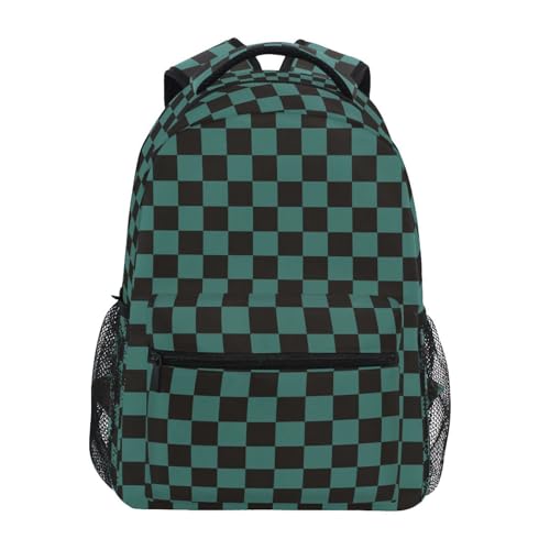 Backpack for Girls Boys, Teenager Bookbag College Rucksack Travel Daypack School Bag Kids Backpack Teal Black Checkered