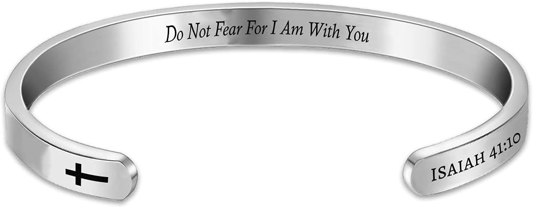 LifequeenBracelets for Women Mens Custom Name Engraved Religious Motivational Inspirational Mantra Christian Gift Personalized Holy Bible Verse Cuff Bangle Bracelet
