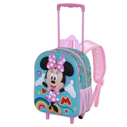 Disney Minni Mouse Greet-Zainetto 3D con Ruote Piccolo, Turchese, 26 x 34 cm, Capacità 7 L