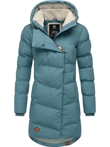 Ragwear wasserdichter Damen Wintermantel warmer Steppmantel lang mit Kapuze Pavla Intl Stone Blue25 Gr. M