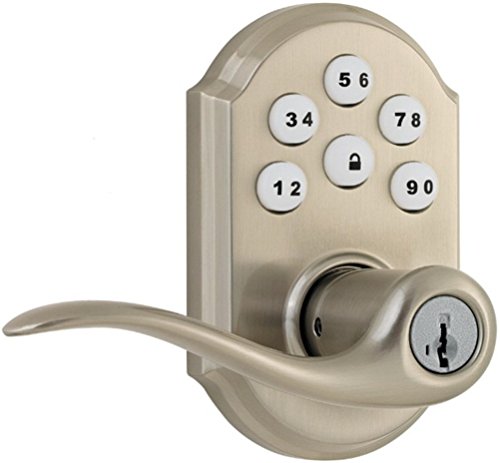 Kwikset 912 Z-Wave SmartCode Electronic Touchpad with Tustin Lever, Satin Nickel, featuring SmartKey, Works with Alexa via SmartThings, Wink, or Iris