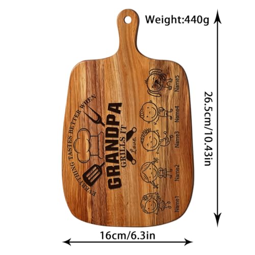 Tabla de Cortar Personalizada para Papá o Abuelo: 'Todo Sabe Mejor Cuando Papá o Abuelo Asa', Tabla de Madera para Cocina, Regalo para Día del Padre, Cumpleaños o Navidad (S 02) miniatura 5