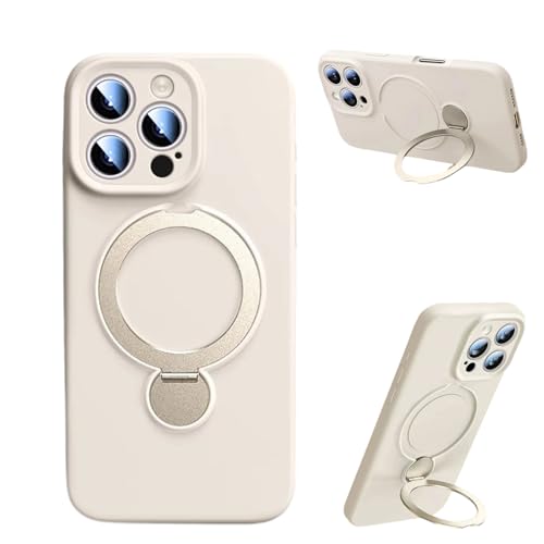 360° Spin Invisible Magnetic Stand for iPhone 16 Pro Max Case Silicone Supports Wireless Charging...