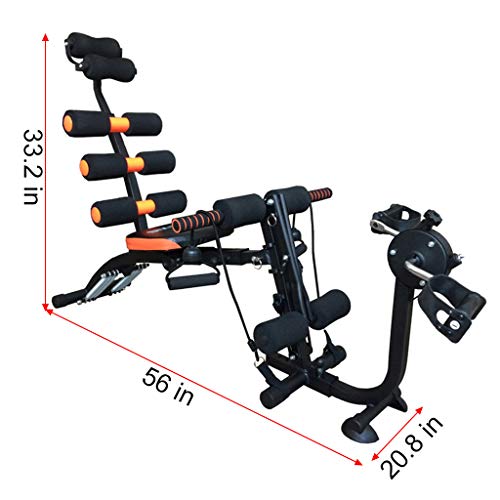 Abdominal Trainers, Multi-Function Sit Up Bench Adjustable Workout Bench Fitness Equipment Twisting Machine Stepper Spinning Bike Elliptical Trainers (Black)