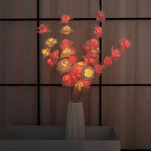 Image of Ulalaza 27.5'' 2 Branches 40 LED Bulbs Twig Lamp Battery Operated LED Lighted Willow Branches Vase Fillers Use for Christmas Home Party Decoration Indoor Outdoor
